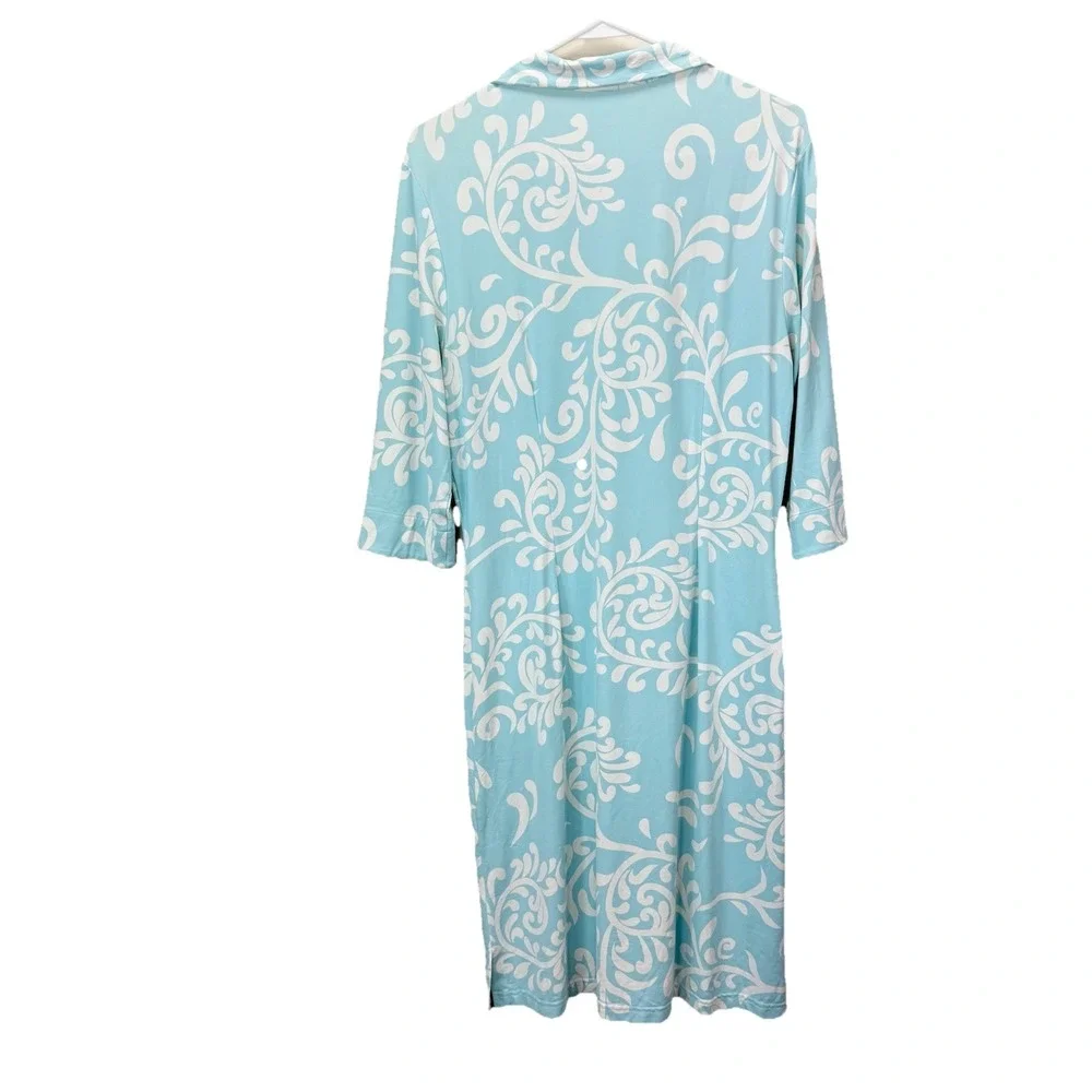 J. McLaughlin Blue Catalina Cloth 3/4 Sleeve Stretch Cadence Dress Size MEDIUM - Picture 6 of 12